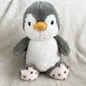 Cloud B Hugginz Dreamy Penguin Plush 11” Gray White Red Stars Feet Stuffed Toy